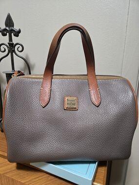 Dooney & Bourke Olivia Pebbled Leather Satchel with Brown Handles